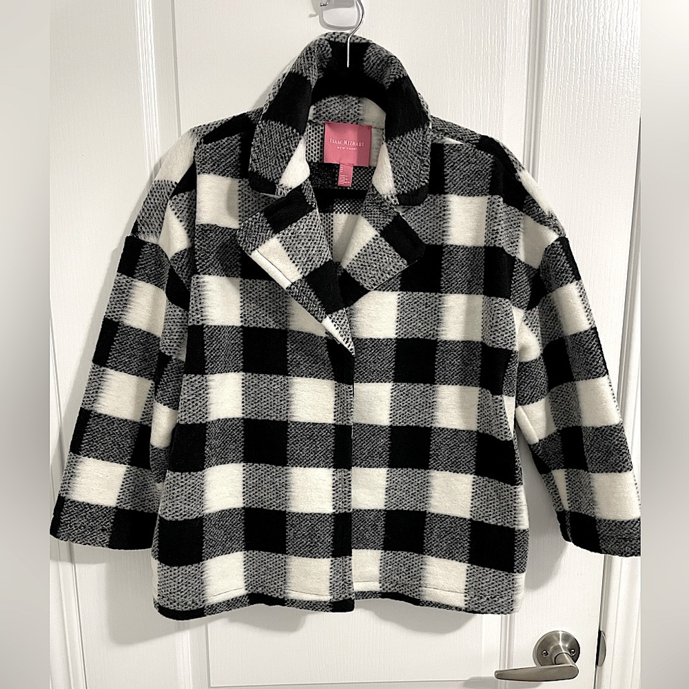 Cropped Checked Print Jacket